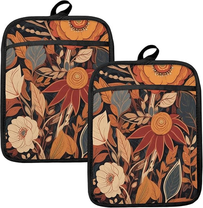 Boho Vintage Floral Pot Holders by HUGANE