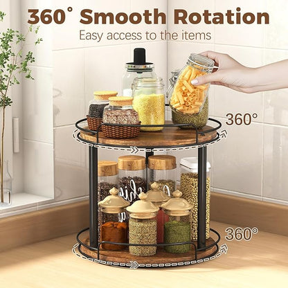 LAMU 12'' Wood Lazy Susan Turntable Organizer - Image 3