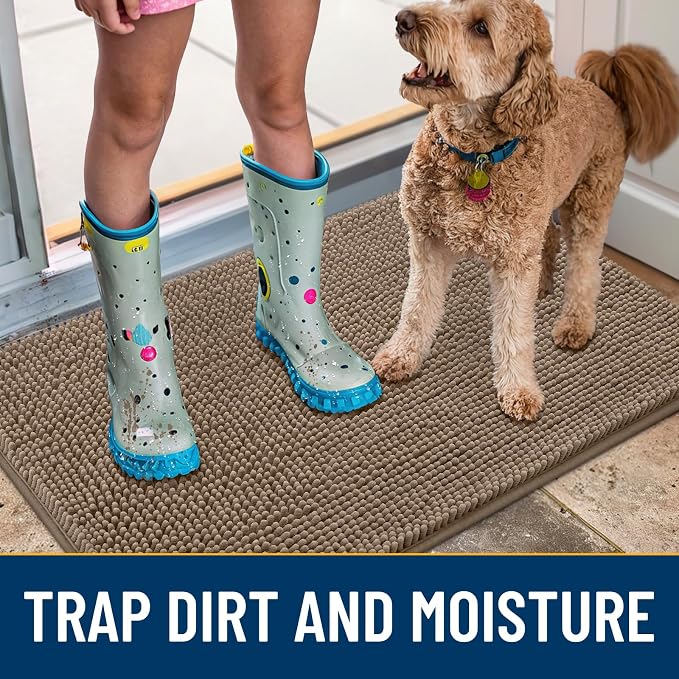 Smiry Dog Door Mat for Muddy Paws 48x30, Absorbent Dirt Trapper, Non-Slip - Image 3