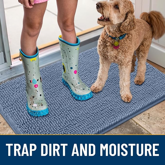 Smiry Dog Door Mat for Muddy Paws 48x30, Absorbent Dirt Trapper, Non-Slip - Image 3