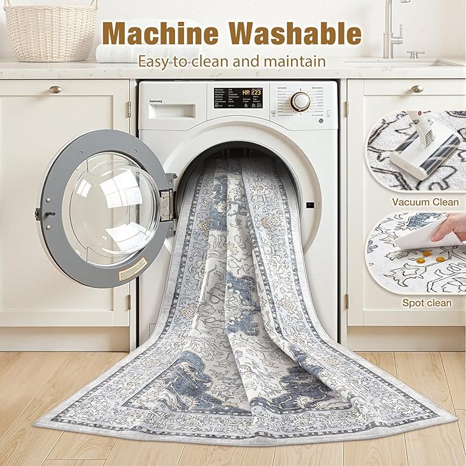 cotiled 3x5 Area Rug Machine Washable Vintage Carpet - Image 3
