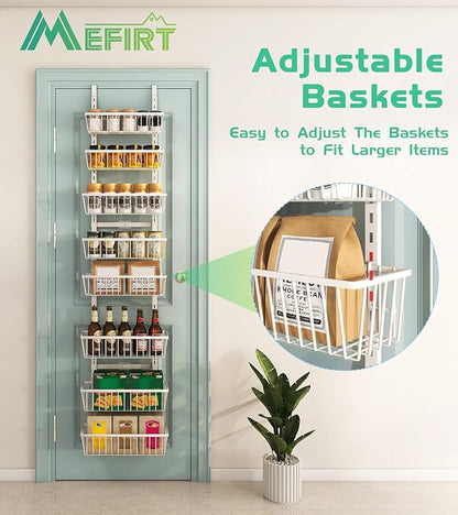 Mefirt White 12 Inch Wide Narrow Over The Door Pantry Organizer, Pantry - Image 7