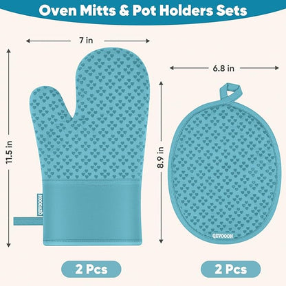 Oven Mitts and Pot Holders 4 Sets, Heat Resistant 500 ℉ Oven Mitt and Pot Holder - Image 2