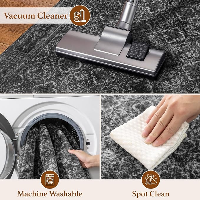 LIANLAM 8x10 Washable Area Rug, Vintage Boho Traditional Pattern, Non-Slip - Image 6