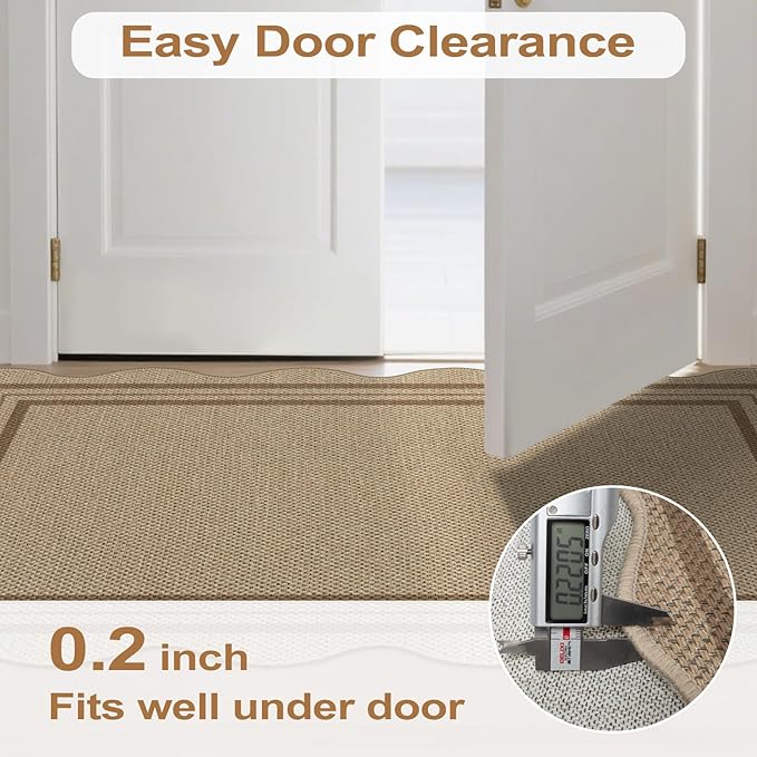 Modern Easy Jute 4x6 Outdoor Patio Rug, Washable Indoor Brown Kitchen Rugs - Image 6