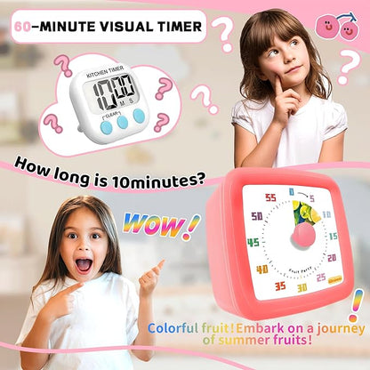 Visual Timer for Kids 60 Minute, Fruit Themed Silent Countdown Clock for Girls - Image 2