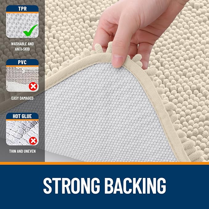 OLANLY Bathroom Runner Rugs 47x20, Extra Soft Absorbent Chenille Bath Rugs - Image 6