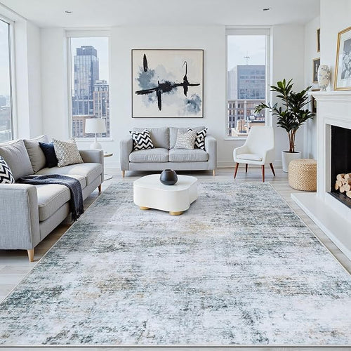 9x12 Area Rugs Washable Rug:Anti-Skid Abstract Modern Living Room Rug Soft Thin by Crority