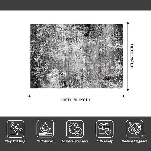 8x10 Washable Living Room Rug – Modern Neutral Abstract Large Area Rug - Image 2
