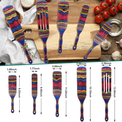Spurtle Set, Wooden Utensils for Cooking, Kitchen Utensils Set, Pakkawood - Image 2
