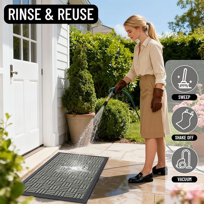 OLANLY Front Door Mat Outside Entrance 71x47, Heavy Duty Sturdy Natural Rubber - Image 8