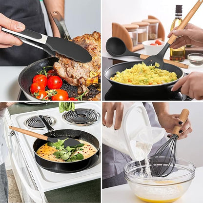 Kitchen Utensils Set of 12, E-far Silicone Cooking Utensils - Image 6