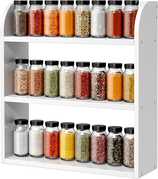 ROMGUAR CRAFT 3 Tier Bamboo Spice Rack, Countertop or Wall Mounting Wood Spice by ROMGUAR+CRAFT