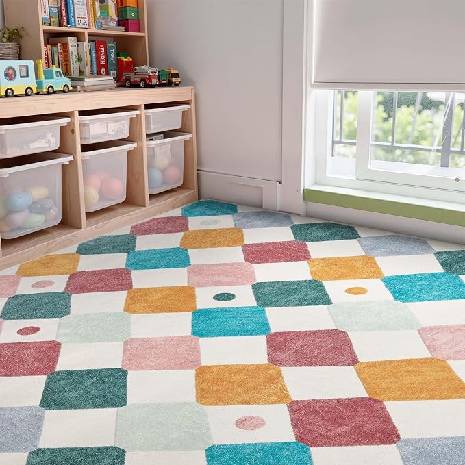 jinchan Macy 6x9 Kids Area Rug for Classroom Modern Colorful Nursery Rug - Image 3