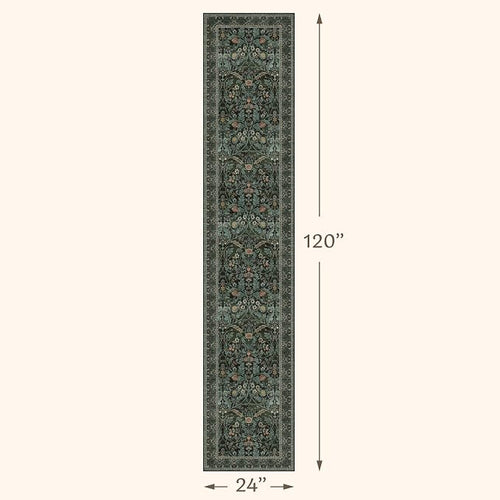 2x10 Long Hallwag Runner Rug 10ft, Washable Dark Green Indoor Floor Mats - Image 2