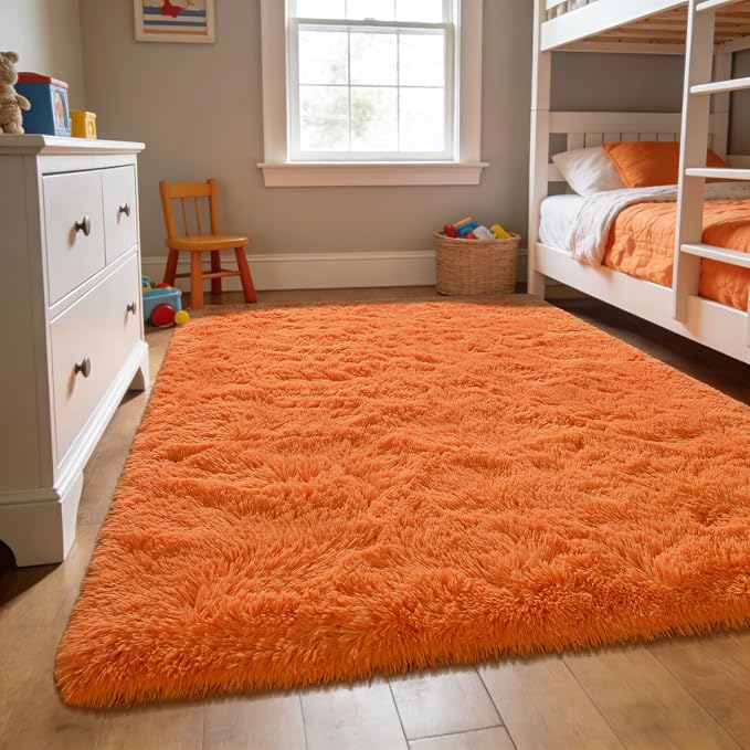 Andecor Shag Area Rug for Living Room, 6x9 Feet Orange Soft Fluffy Indoor Plush - Image 6