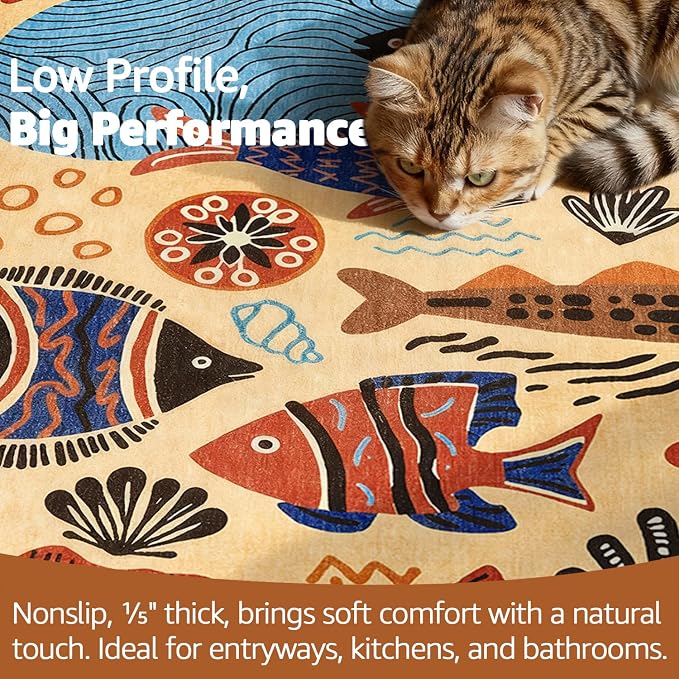 jinchan 2x3 Coastal Area Rug Kids Washable Fun Rug Colorful Ocean Fish Small - Image 4