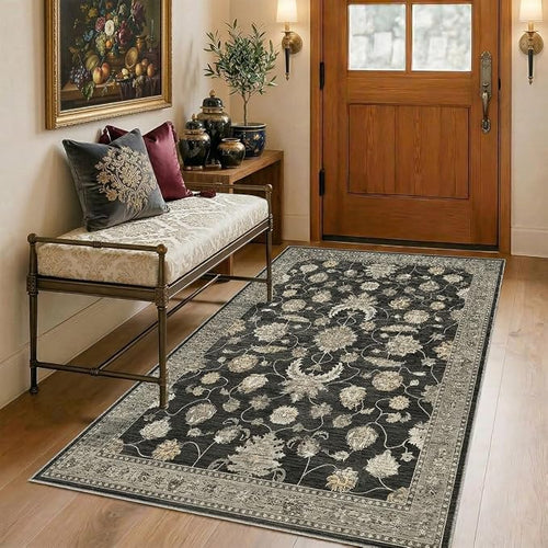 3x5 Area Rug for Living Room-Vintage Farmhouse Boho Floral Washable Stain by Unknown