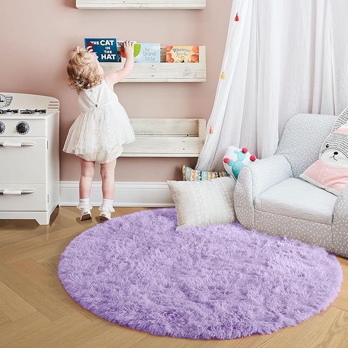 Amdrebio Light Purple Small Round Rugs 3Ft - Image 2