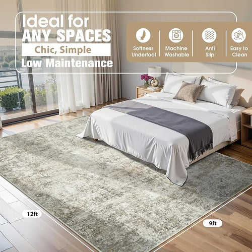 9x12 Area Rugs for Living Room Rug Washable: Abstract Large Rug for Dining Room - Image 2