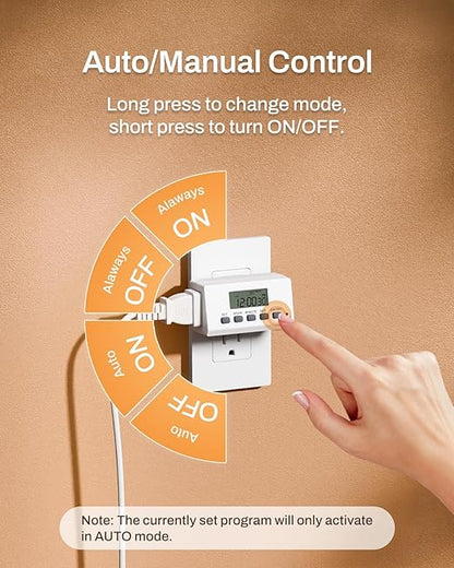 BN-LINK Indoor Digital Timer Outlet, 24 Hour Light Timer Easy Programmable - Image 3