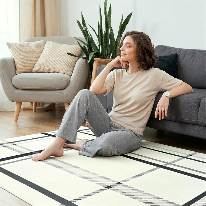 Terrug Plaid Runner Rugs for Kitchen, Soft Low Pile Stain Resistance Carpet for - Image 4