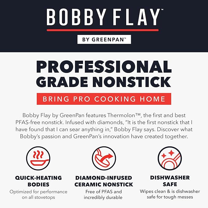 GreenPan x Bobby Flay 13 Piece Nonstick Cookware Pots and Pans Set, PFAS-Free - Image 8