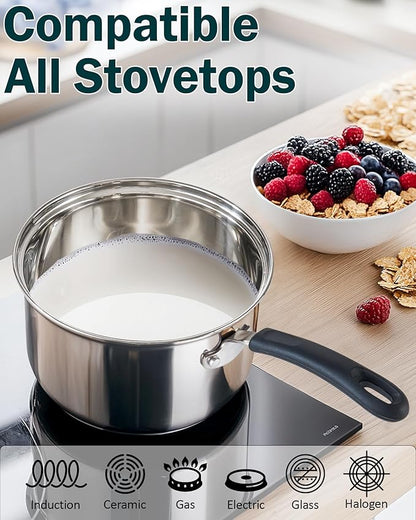 Cook N Home Stainless Steel Cookware Sets 10-Piece, Pots and Pans Kitchen - Image 3