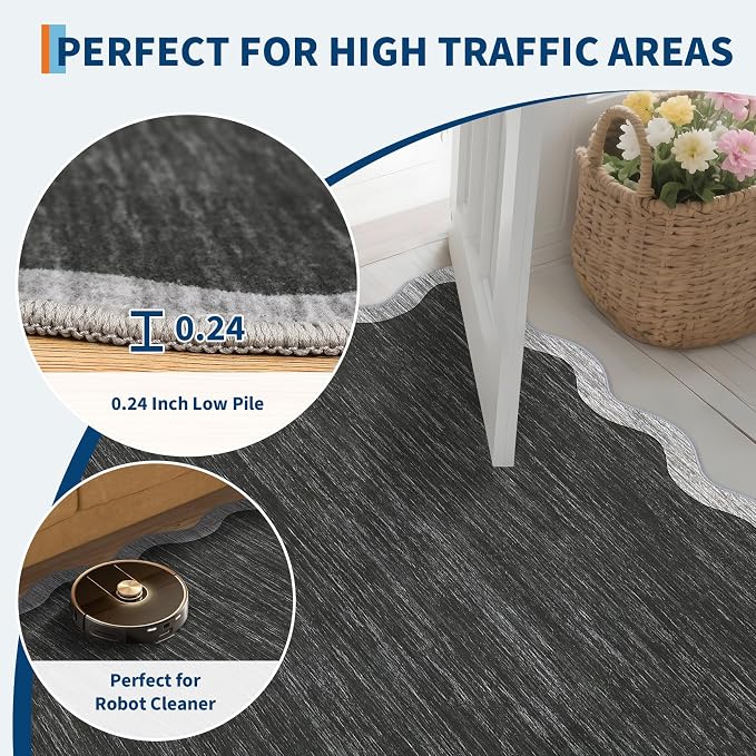 GarveeHome Scalloped Washable Area Rug 8x10 Rug - Image 6