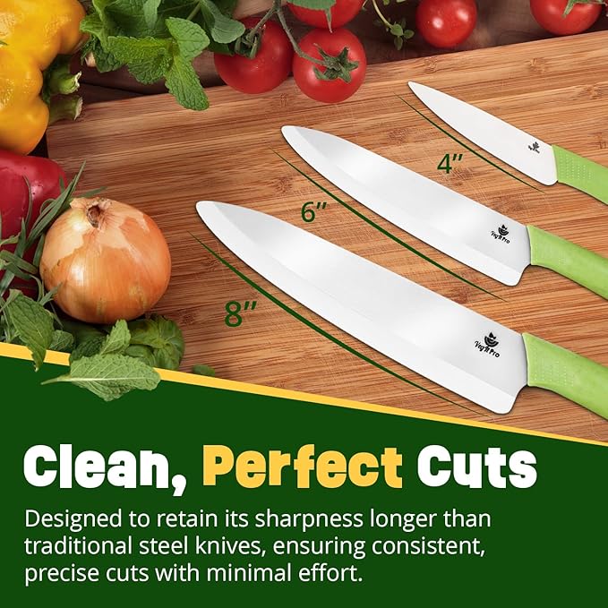 Ceramic Knife Set with Ergonomic Handle, Non-Reactive and Professional Chopping - Image 5