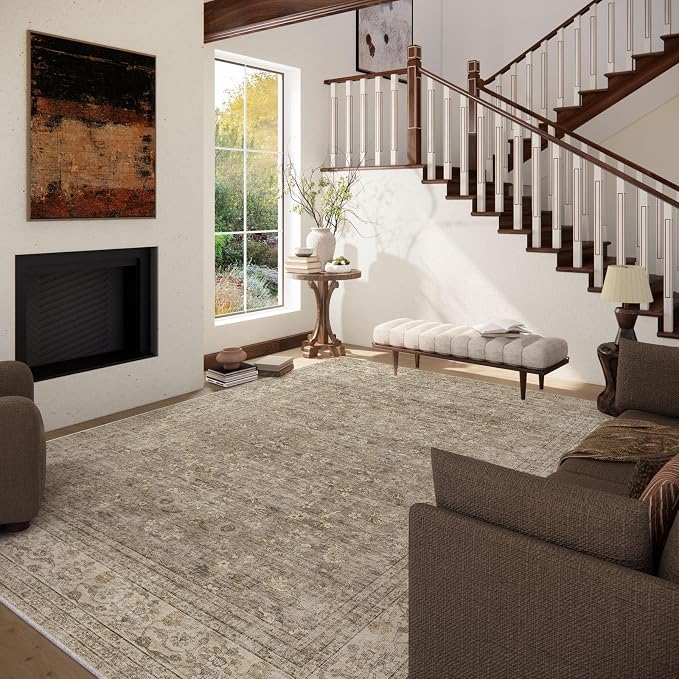 Machine Washable Rugs for Living Room: 5x7 Area Rugs for Bedroom Vintage Stain - Image 3