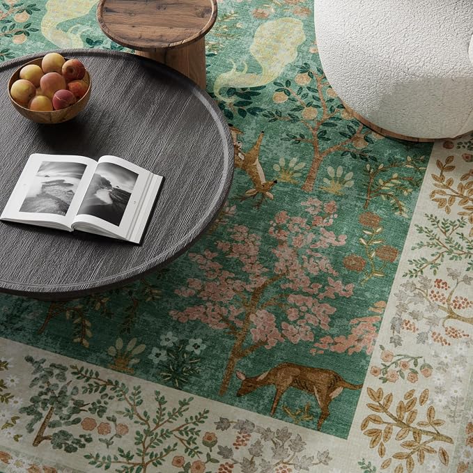 Washable Area Rugs for Living Room: 8x10 Bedroom Rug Vintage Area Rug Stain - Image 3