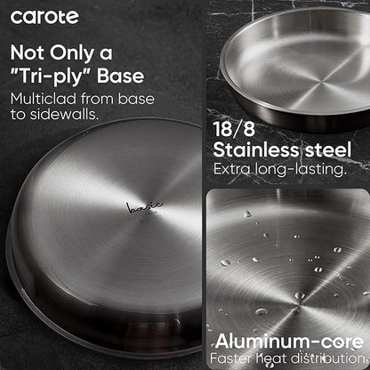 CAROTE Pots and Pans Set, Stainless Steel Cookware Set Detachable Handle - Image 4