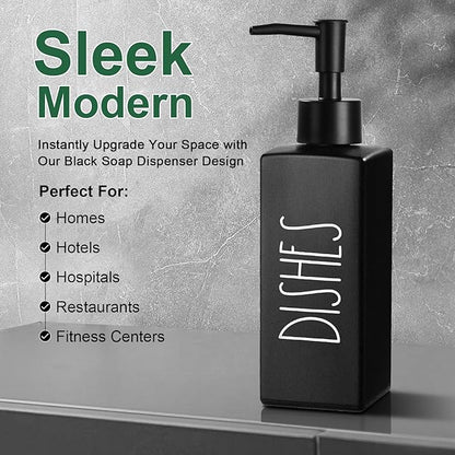Hand and Dish Soap Dispenser Set, Matte Black Dish Dispenser Bottle - Image 4