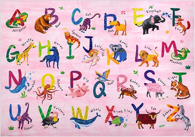 3x5 ABC Classroom Rug for Kids Playroom, Alphabet Rug - Image 4