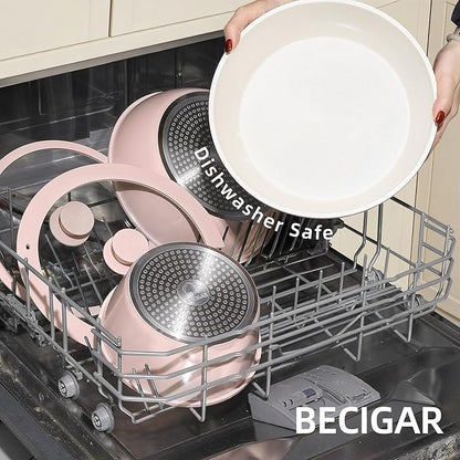 BECIGAR 23pcs Ceramic Pots and Pans Set, Nonstick Detachable Handle Cookware - Image 6