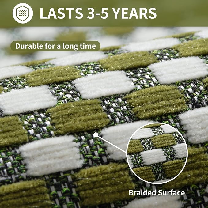 YDKGL Kitchen Rugs Non Slip Washable, Rubber Backing Soft Chenille Braided - Image 8