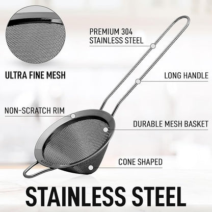 Zulay Kitchen 304 Stainless Steel Fine Mesh Strainer - Image 2