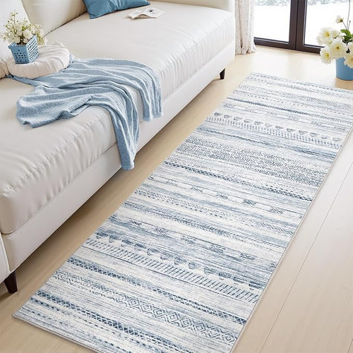 2x6 Runner Rug Machine Washable Non Slip Area Rug Distressed Neutral Moroccan - Image 2