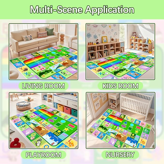 Kids Rug for Playroom Classroom, 8x10 Large ABC Alphabet Educational Area Rug - Image 6