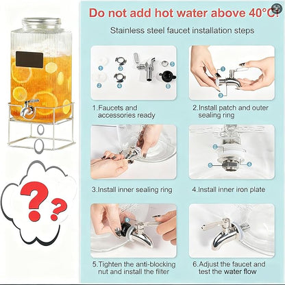 Lulonpon 6L Glass Drink Dispenser, Beverage Dispenser - Image 4