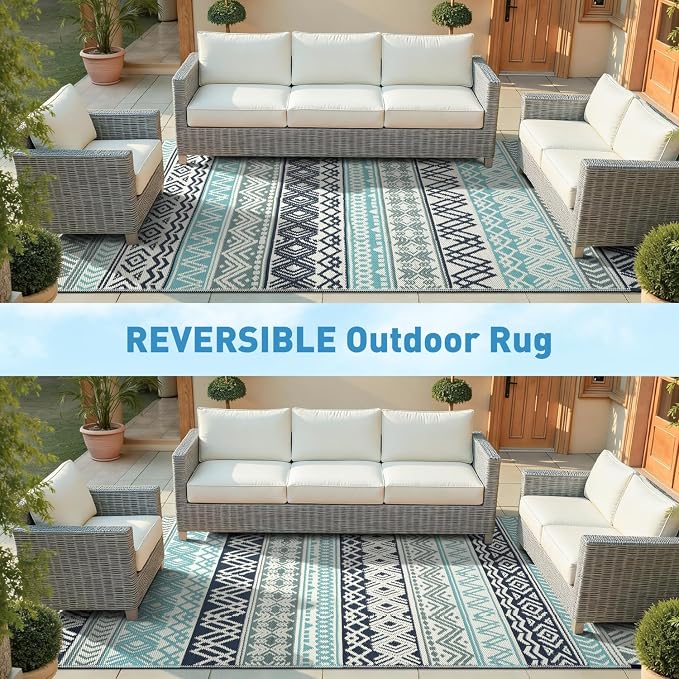 MontVoo Outdoor Rug Carpet Waterproof-Patio Rug Mat 6x9 Reversible RV Outdoor - Image 7