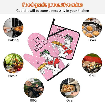 Funny Oven Mitts and Pot Holders Sets Pink Kitchen Accessories Cute Kitchen - Image 7