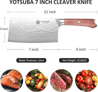 YOTSUBA Cleaver Knife 7 inch Ultra Sharp High Carbon Steel Vegetable Meat - Image 2
