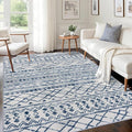 KUTA Area Rug 5x7, Moroccan Large Blue White Rugs Washable Boho Non-Slip by KUTA