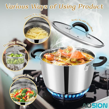 AOSION 6 Quart Stainless Steel Stockpot - Image 3