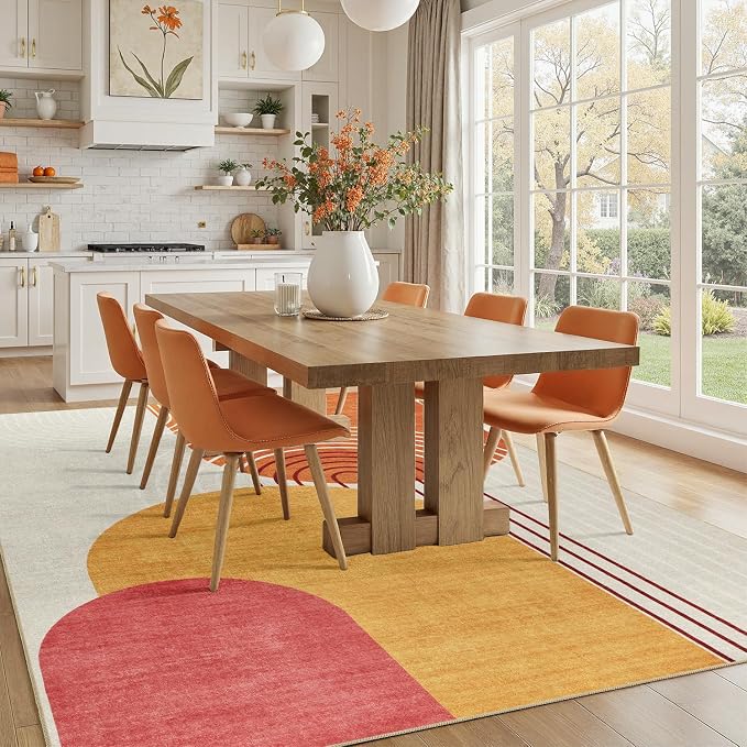 DCX Abstract Machine Washable 10x14 Rug, Mid Century Modern Rug - Image 3