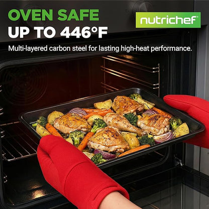 NutriChef Stackable Non-Stick Baking Pan Set – Carbon Steel Bakeware Set w/ - Image 2