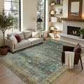 Latte&Fog 6x9 Area Rugs for Living Room, Large Vintage Green Washable Rug by LatteFog
