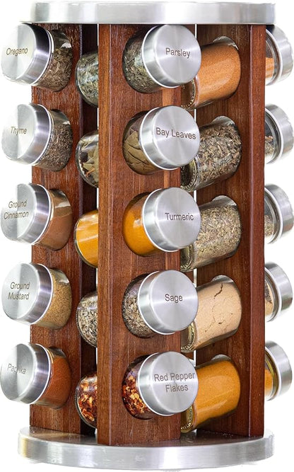 Orii 20 Jar Rotating Dark Acacia Wood Spice Rack by Orii